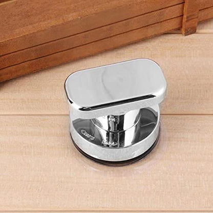 Glass Handle, Suction Cup Handle, Suitable for Bathroom, Cabinet, Terrace Sliding Doors, Shower Handrail. No Holes Needed - color: Small silver