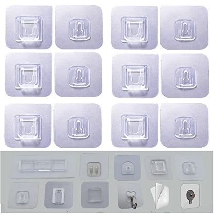 6 Pairs Wall Mounted Replacement Sticky Pads for Kitchen Bathroom Shower Caddy Organizer Rack Holder Nail Free Adhesive Hooks (6 Concave and 6 Convex) - color: Concave and Convex