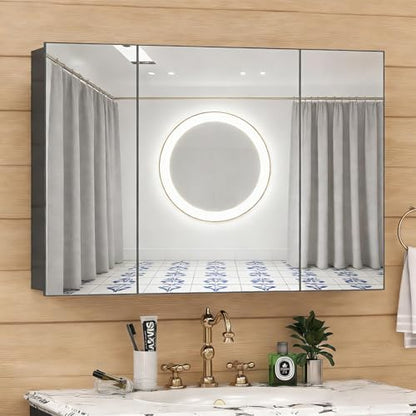 28x40 Inch Bathroom Medicine Cabinet with Mirror, Pre-Assembled Bathroom Medicine Cabinets, Surface/Recessed Wall Mounted Farmhouse Large Medicine Cabinet, Black - color: Black, size: 40 x 28