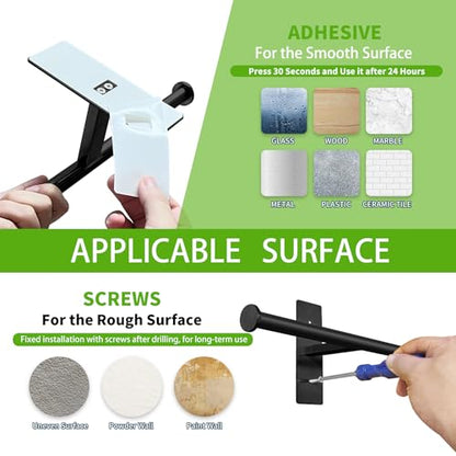 Double Roll Toilet Paper Holder, OBODING, Black Stainless Steel Toilet Paper Holder, Adhesive or Drilling Toilet Roll Holder Wall Mount for Bathroom (Black) - color: Black