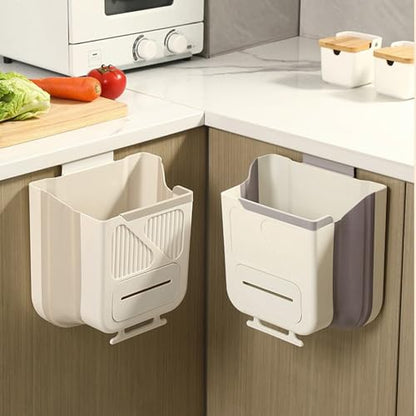 Foldable Wall Mounted Trash Bin Hanging Kitchen Bathroom Garbage Bin Space Saving Large Capacity Waste Can Modern Design Hanging Kitchen Garbage - color: Light Grey, size: E