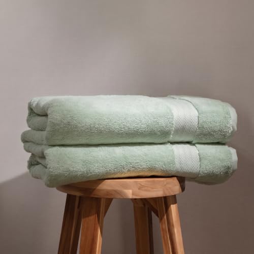 Fabdreams 100% Organic Cotton Bath Towel Set of 2 700 GSM Hotel Premium Plush Absorbent Soft Durable Skin-Friendly Spa Quality Bathroom Comfort with 2 Bath Towels Green - color: Green, size: 2-Piece Bath Towel Set