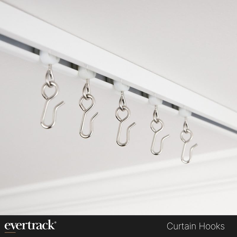 Curtain Hooks - Dual Wheel Roller Carriers for Ceiling Mounted Curtain Track with Stainless Steel Hooks for Curtains, Drapes, and Room Dividers - Pack of 5 - size: Curtain Hooks - 5