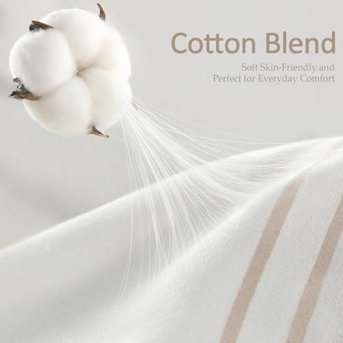 Extra Long Beige Boho Cotton Striped Shower Curtain with Tassel 72"W X 84"L | Boho Farmhouse Shower Curtains for Bathroom with Soft Cotton Feel - color: Beige, size: 72"W x 84"L