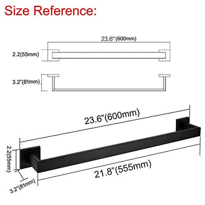 Nolimas Matte Black Bath Towel Bar Single Bars Towel Rack Rod Classic Wall Mounted Stainless Steel Bathroom Towel Bar Toilet Kitchen Towel Shelf Single Layer, 24inch - color: Matte Black, size: 24 inch