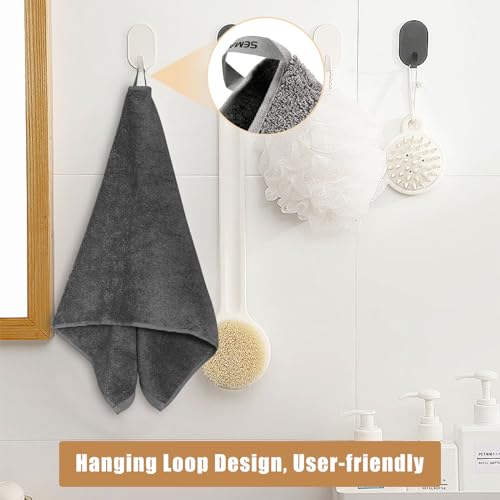 SEMAXE 18-Piece Cotton Bath Towel Set with Hanging Loops for Bathroom, Gray | Stock-up towel set for family bathrooms, guest baths, multi-bath homes, and wash-day rotation, OEKO-TEX certified, easy care - color: A02: Grey