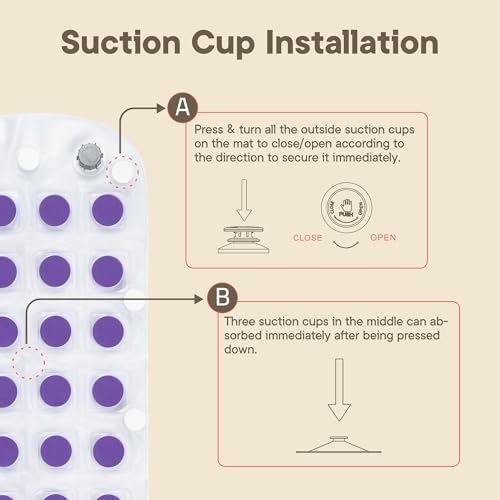 Bubble Bath Massager Mat for Bathtub, 47.24" x 14.57" Full-Body Heated Air Spa with 6-Level Adjustable Bubbles, Non-Slip Waterproof Design, Remote Control, for Stress, Muscle Relief & Relaxation, - color: Purple