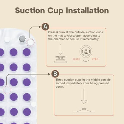 Bubble Bath Massager Mat for Bathtub, 47.24" x 14.57" Full-Body Heated Air Spa with 6-Level Adjustable Bubbles, Non-Slip Waterproof Design, Remote Control, for Stress, Muscle Relief & Relaxation, - color: Purple