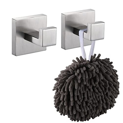 KOKOSIRI Bath Towel Hook Wall Mount Square Robe Hook Coat Hook, Bathroom Kitchen Garage Heavy Duty Wall Mounted, SUS 304 Stainless Steel, Brushed Nickel, B1010BR-P2 - color: Brushed Nickel, size: 2 Pack