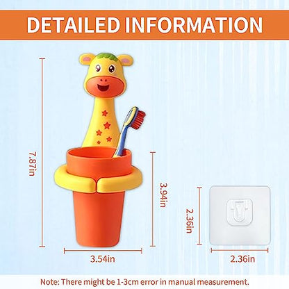 SooGree Kids Toothbrushes Holder Animal Tooth Cup Holder Wall Mounted Sucker Toothpaste Storage Set Cute Household Toothpaste Rack Mouthwash Cup Rack for Children,No Punching Shelf Bracket with Cup - color: Deer