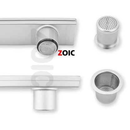 ZOIC Linear Stealth Tile Insert Floor Grate Bathroom Shower Waste Drain 304 Stainless Steel Side Outlet 35.43 Inches (900MM) - size: 35.43''(900MM)