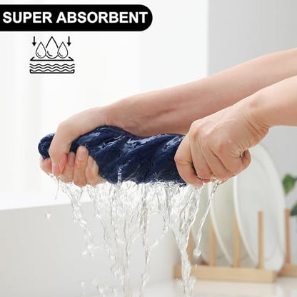 Homaxy Kitchen Towels and Dishcloths Set, Set of 8, Navy Blue | 100% Cotton Waffle Weave Kitchen Towels, Super Soft and Absorbent Dish Cloths, 12 x 12 and 13 x 28 Inches - color: Navy Blue, size: 8-Piece Set