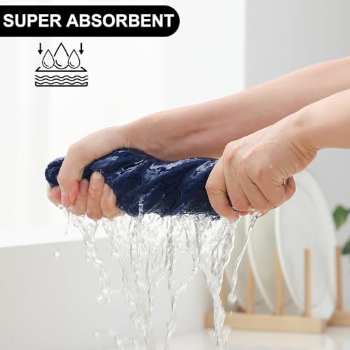 Homaxy Kitchen Towels and Dishcloths Set, Set of 10, Navy Blue | 100% Cotton Waffle Weave Kitchen Towels, Super Soft and Absorbent Dish Cloths, 12 x 12 and 13 x 28 Inches - color: Navy Blue, size: 10-Piece Set
