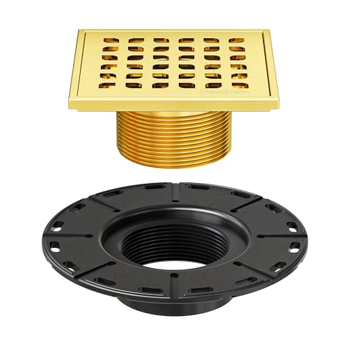Neodrain 4" Golden Drain Grate Kit, Fit Schluter Kerdi-Bonding Flange | Shower Floor Drain Kit with Adjustable Collar,304 Stainless Steel Drain Grate Removable, Low Profile，Waterproof &Durable - color: Golden, size: 4 inch for Schluter Kerdi