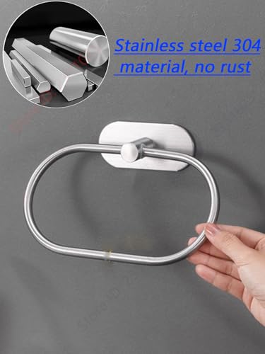 Bathroom Hand Towel Ring Kitchen Cloth Holder (1, Silvery) - color: Silvery