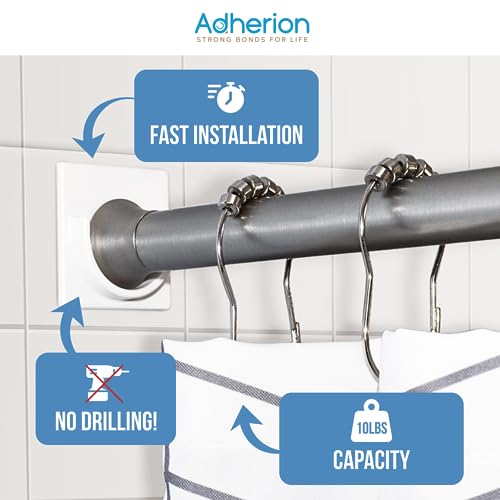 Adhesive Shower Rod Holders | No Drilling Shower Curtain Rod Holders For Wall | Shower Curtain Wall Mount | Stick On Shower Bar Holder | White 2 Pk | No Drilling | Shower Rod Not Incl | - color: White, size: Small