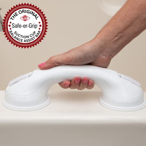 Safe-er-Grip Suction Cup Grab Bars for Bathtubs & Showers, White, 12 inches | Changing Lifestyles, Safety Bathroom Assist Handle - color: White, size: 12 inch (Pack of 1)