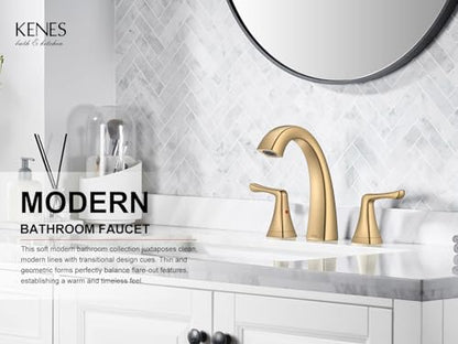 Champagne Bronze Bathroom Faucet 3 Hole, Widespread Bathroom Faucet | Bathroom Vanity Faucet with Pop Up Drain & Supply Lines, Lead-Free cUPC & NSF Certified, 8 Inch Faucet for Vanity RV Sink - color: Champagne Bronze