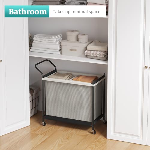 Laundry Hamper with Wheels - 2 Section Laundry Basket 160L, Removable Washable Bags, Height-Fitted Rolling Laundry Cart for Laundry Room & Bedroom - size: 160L(2-Section)