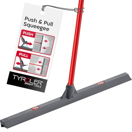 Tyroler Floor Squeegee Heavy Duty 24" | Floor Squeegee for Concrete Floors | | Heavy Duty Squeegee for Floor | 55" 4 Part Handle Squeegee Broom for Deck, Patio, Tiles, Marble, Garage, Shower, Window