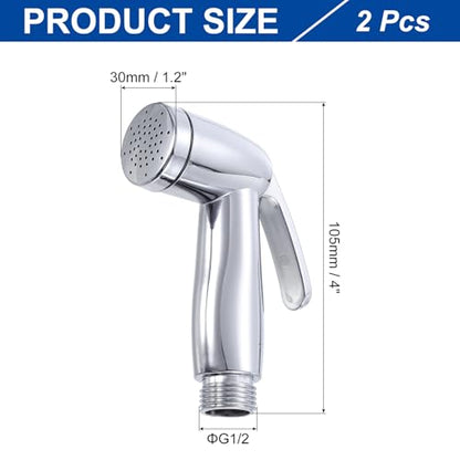 uxcell 2 Pcs Bidet Sprayer, Pressurized Handheld Bidet Sprayer for Toilet, Jet Spray Bidet Attachment Bidet Toilet Sprayer Head for Kitchen Bathroom Toilet Flushing Washing, Silver