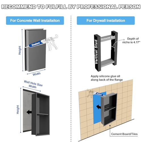304 Stainless Steel Shower Niche Insert-24 x 12" No Tile Needed Bathroom Niche for Shower Wall-Double Shelves Built in Shower Shelf-Waterproof Recessed Cabinet for Bathroom Living Room Study Kitchen