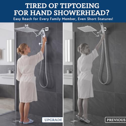 G-Promise 10 Inch All Metal Rain Shower Head with Handheld Spray (Chrome) | Full Body Coverage, Pause Mode Diverter, Power Wash Mode Handheld, Suits Every Height, Easy to Install, Modern Bath Upgrade - color: Chrome, size: 10 Inches