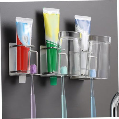 Generic Toothbrush Organizer Rinsing Cup Wall Mounted Toothbrush Rack Stainless-Steel Toothbrush Holder Modern Bathroom Accessory