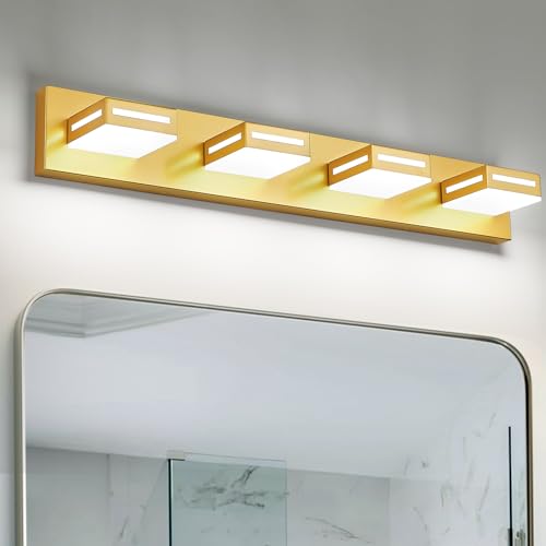LED Modern Bathroom Light Fixtures, 4-Light 30-Inch Gold Vanity Lights for Bathroom Lighting Fixtures Over Mirror, 6000K Cool White 350° Rotatable Wall Lamp - color: Gold, size: 4-light,30-inch