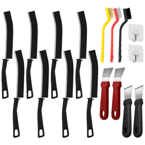 17pcs Crevice Cleaning Brush Set, Bristle Corner Cleaning Brush Set Household Use for Kitchen, Bathroom, Corner, Grout, Sink, Cup(Black)