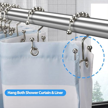 Shower Curtain Hooks Rings, Rust Resistant Metal Double Glide Shower Hooks Rings for Bathroom Shower Rods Curtains, Set of 12 Hooks - Nickel