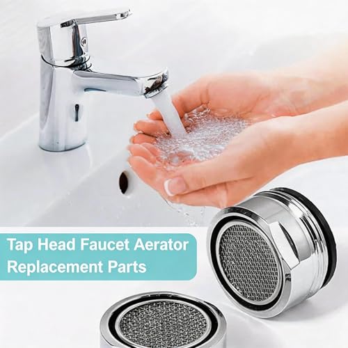 E-TING 6 Pack M24 Male Thread Faucet Aerator Kitchen Sink Replacement | Brass shell 24mm 15/16 inch high flow aerators, equipped with gaskets & wrench, fits bathroom and kitchen sink taps