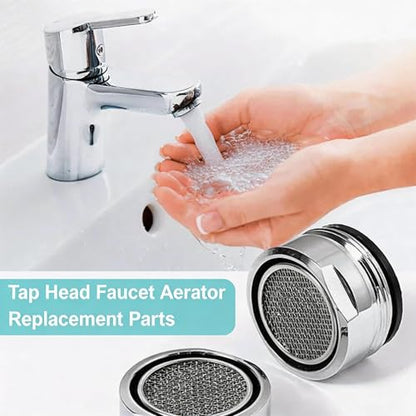E-TING 6 Pack M24 Male Thread Faucet Aerator Kitchen Sink Replacement | Brass shell 24mm 15/16 inch high flow aerators, equipped with gaskets & wrench, fits bathroom and kitchen sink taps