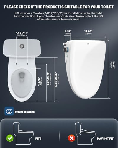 iliD Heated Bidet Toilet Seat with Remote, Electric, Warm Water, Elongated | Dryer, Four Cleaning Modes, Self-Cleaning Nozzle, Adjustable Angle & Pressure, Eco, Night Light, Slow Close, Silent Mode
