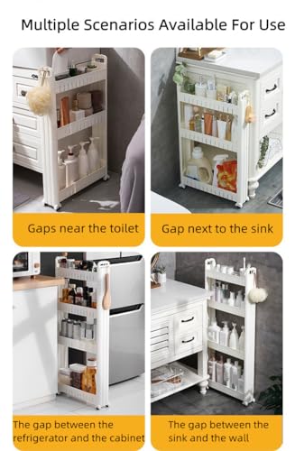 Slim Storage Car Durable Slim Storage Cabinet with Wheels Narrow Shelf Rack for Kitchen,Bathroom,Study,Office,Etc (3 Tier elevated) - size: 3 Tier elevated