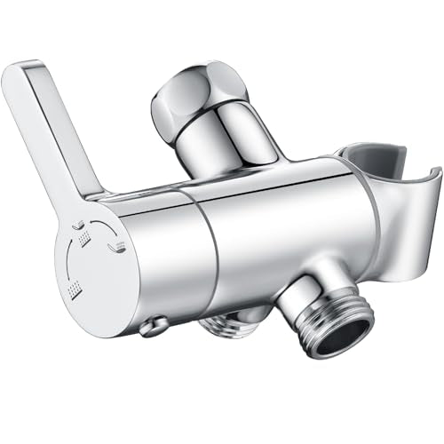3 Way Shower Diverter Valve with Hand Shower Holder, G1/2 Shower Head Splitter, Shower Arm Diverter (Chrome) - color: Polished Chrome