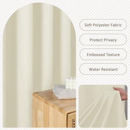 Cream Fabric Shower Curtain 78 Inch Length 1 Piece, Embossed Textured Waffle Cloth Shower Curtains for Bathroom Modern Hotel Spa, Water Resistant Machine Washable, 72Wx78L Inches - color: Cream, size: 72"W x 78"L (Pack of 1)