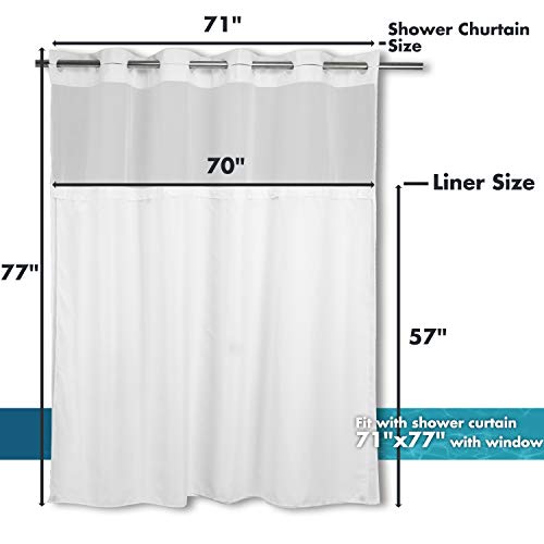 River Dream Fabric Snap in Shower Curtain Liner Replacement,White,70x57 | with Magnets,Detachable Liner,Quick Dry，Machine Washable，Fit for River Dream 71(W) x 77(H) with Window Shower Curtain - size: 70"W x 57"L (Pack of 1)