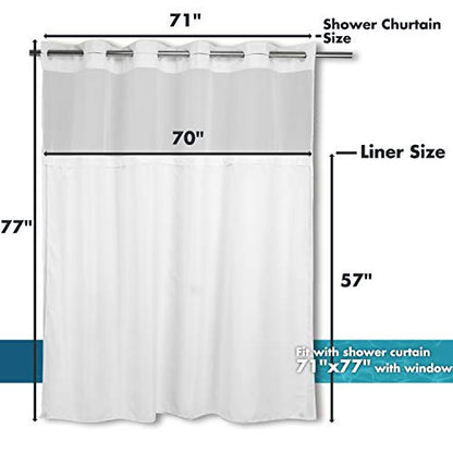 River Dream Fabric Snap in Shower Curtain Liner Replacement,White,70x57 | with Magnets,Detachable Liner,Quick Dry，Machine Washable，Fit for River Dream 71(W) x 77(H) with Window Shower Curtain - size: 70"W x 57"L (Pack of 1)
