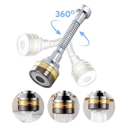 Kitchen Faucet Spray Head, Solid Brass and Stainless Steel, 360 Degree Rotatable Aerator – 3 Flow Mode Adjustable, High Pressure Booster, Anti-Splash, Water Saving Faucet Sink (Medium) - style: Medium