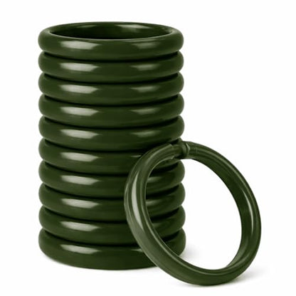 12 Piece Plastic Basic Locking Round Hook Easy Gliding Shower Curtain Rings Fits All Standard Size Shower Rods (Hunter Green) - color: Hunter Green
