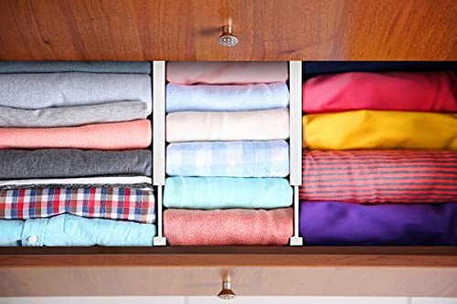 Bamboo Drawer Dividers, Adjustable & Expandable, 4 Pack, White, Kitchen, Bathroom & Office Drawer Organizer (4pk)