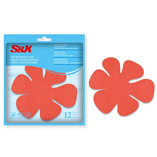 S&X Non Slip Bathtub Stickers,Pack of 12 PCS Lucky Flower Shower Floor Non Slip Stickers –Comfortable Grip On Slipper Surfaces - size: Flower
