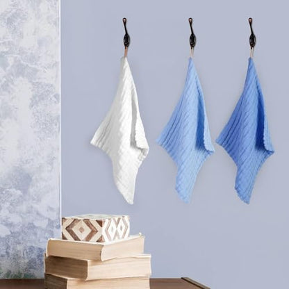 Cotton washcloths, face Cleaning Cloths,Bath Small Towels,6 Pack, 12x12 Inches - color: Blue