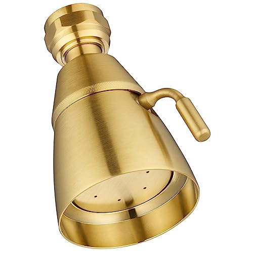 Angle Simple High Flow Shower Head Adjustable, G 1/2, Brushed Dark Gold | Brass, High Pressure Shower Sprayer for Outdoor, Adjustable Angle and Water Flow, No Flow Restrictor, Easy to Wash Clean - color: Brushed Dark Gold