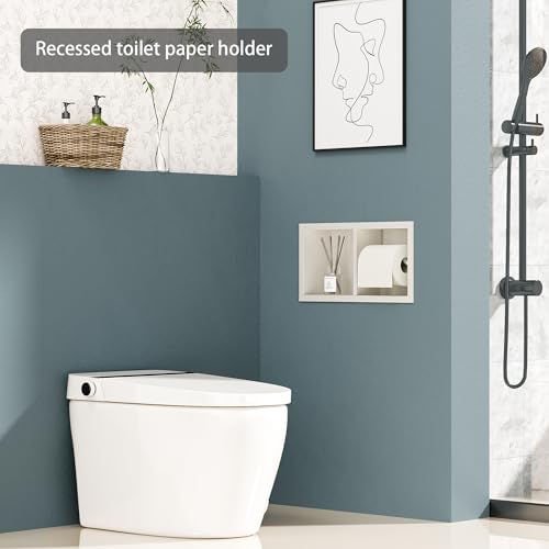 Neodrain White Recessed Toilet Paper Holder,for Standard/Mega Roll | Dual Roll, 304 Stainless Steel, Hidden In-Wall, Simple Loading and Unloading, Space-Saving for Modern Bathrooms & RV - color: White