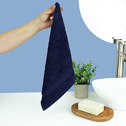 Chakir Turkish Linens Personalized 3 Piece Towel Set, 100% Cotton Luxury Turkish Towels for Bathroom, Soft Absorbent Towel Set with Bath Towel Hand Towel and Washcloth, Navy - color: Navy