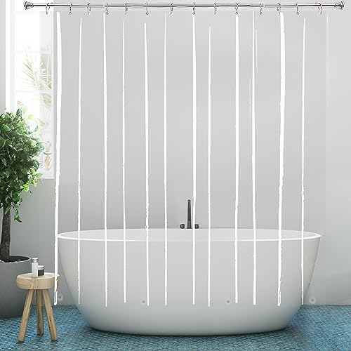 Clear 84x84 Shower Curtain Liner, Extra Long Waterproof Heavy Duty | Transparent Plastic Peva Vinyl Waterproof Bathroom Shower Curtain Sets with 4 Magnets and Metal Hooks - color: Clear, size: 84"W x 84"L (Pack of 1)