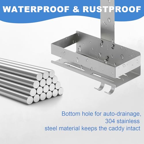 2-Tier Shower Caddy Over Shower Door - Shower Caddy Hanging Rack Organizer No Drilling, Brushed Nickel Stainless Steel Shower Shelf for Bathroom - color: Silver