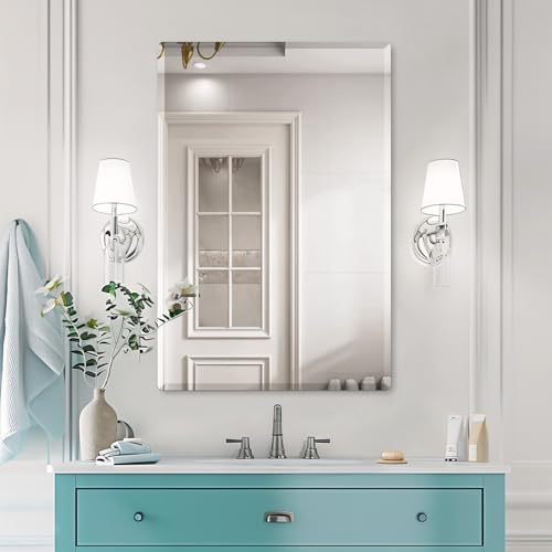 Beveled Bathroom Mirror 24"x36" Frameless Mirror Rounded Corner | Modern Wall Mount Vanity Mirror, Hangs Horizontally or Vertically, Rounded Rectangle, Shatterproof, Upgraded Packing - size: 36"L x 24"W
